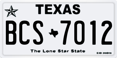 TX license plate BCS7012