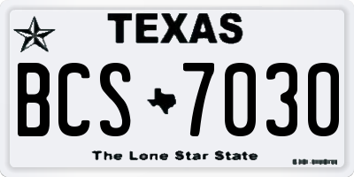 TX license plate BCS7030