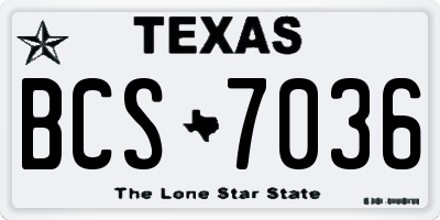 TX license plate BCS7036