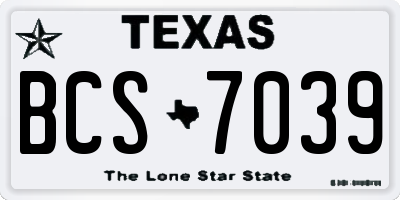 TX license plate BCS7039