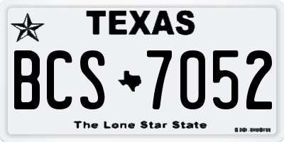 TX license plate BCS7052