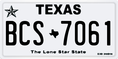 TX license plate BCS7061
