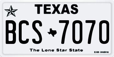 TX license plate BCS7070