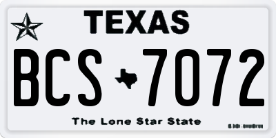 TX license plate BCS7072