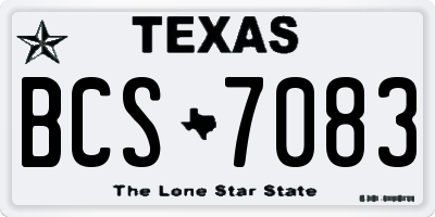 TX license plate BCS7083