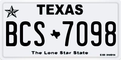 TX license plate BCS7098