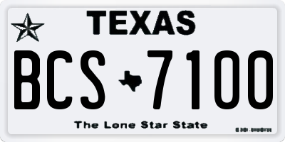 TX license plate BCS7100
