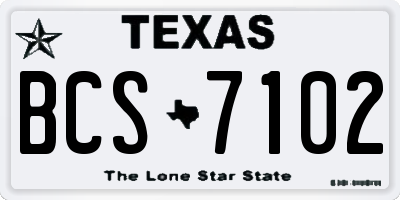 TX license plate BCS7102