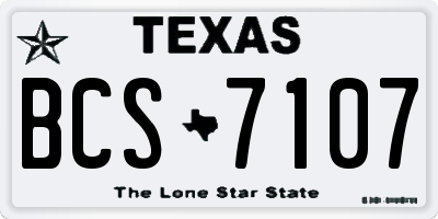 TX license plate BCS7107
