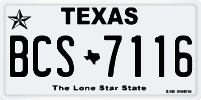 TX license plate BCS7116