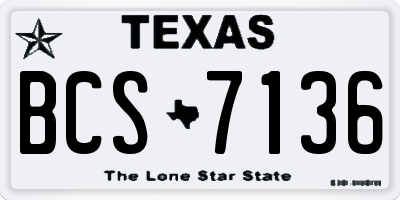 TX license plate BCS7136