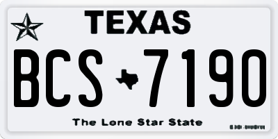 TX license plate BCS7190