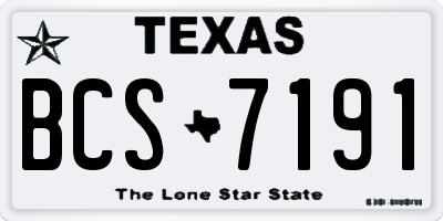 TX license plate BCS7191