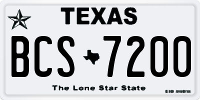 TX license plate BCS7200
