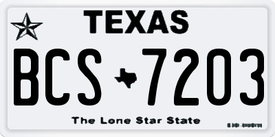 TX license plate BCS7203