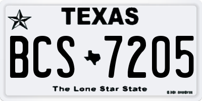 TX license plate BCS7205
