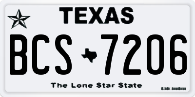 TX license plate BCS7206