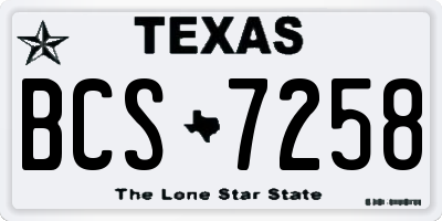 TX license plate BCS7258