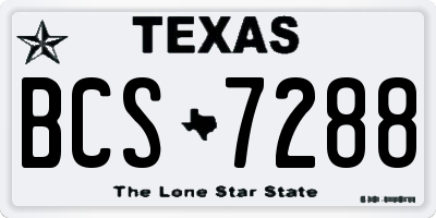 TX license plate BCS7288