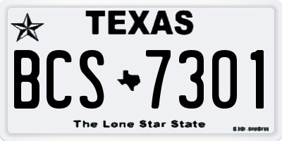 TX license plate BCS7301