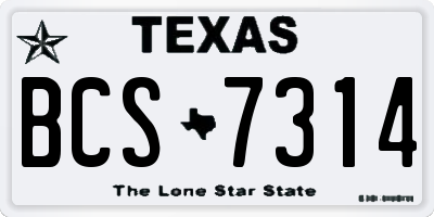 TX license plate BCS7314