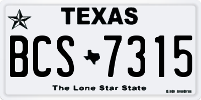 TX license plate BCS7315