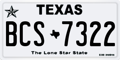 TX license plate BCS7322