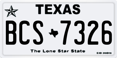TX license plate BCS7326