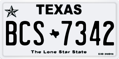 TX license plate BCS7342