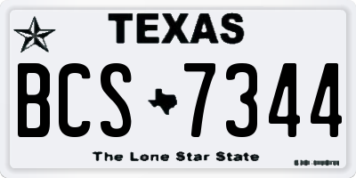 TX license plate BCS7344