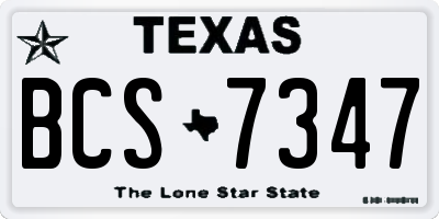 TX license plate BCS7347