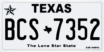 TX license plate BCS7352