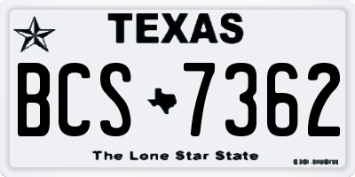 TX license plate BCS7362