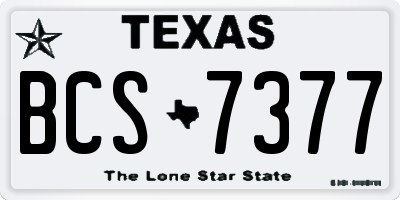 TX license plate BCS7377