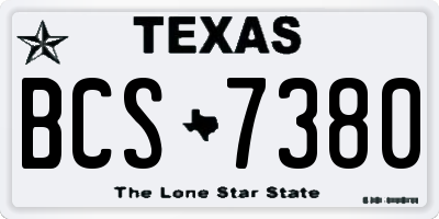 TX license plate BCS7380