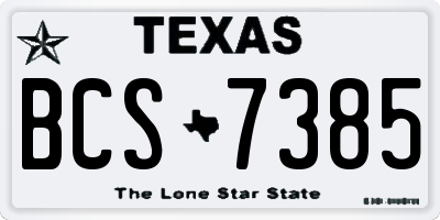 TX license plate BCS7385
