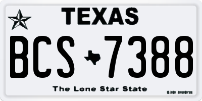 TX license plate BCS7388