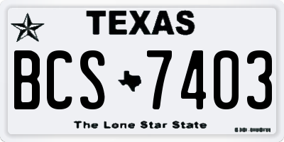 TX license plate BCS7403