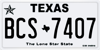 TX license plate BCS7407