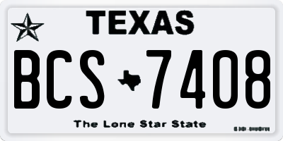 TX license plate BCS7408