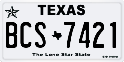 TX license plate BCS7421