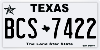 TX license plate BCS7422