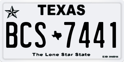 TX license plate BCS7441