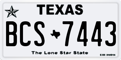 TX license plate BCS7443