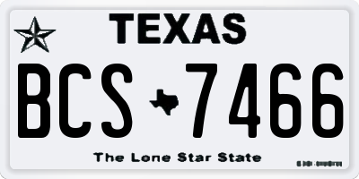 TX license plate BCS7466