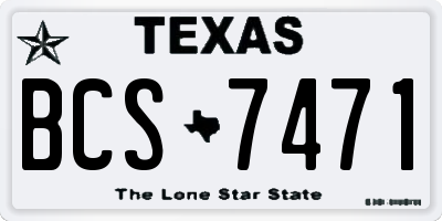 TX license plate BCS7471