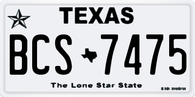 TX license plate BCS7475