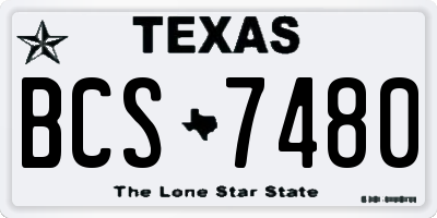 TX license plate BCS7480