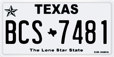 TX license plate BCS7481