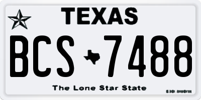 TX license plate BCS7488